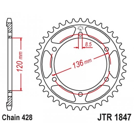 Задна зъбчатка JTR1847