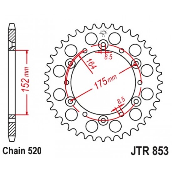 Задна зъбчатка JTR853